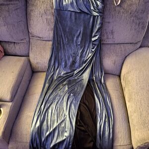 Elegant One Shoulder Blue Dress